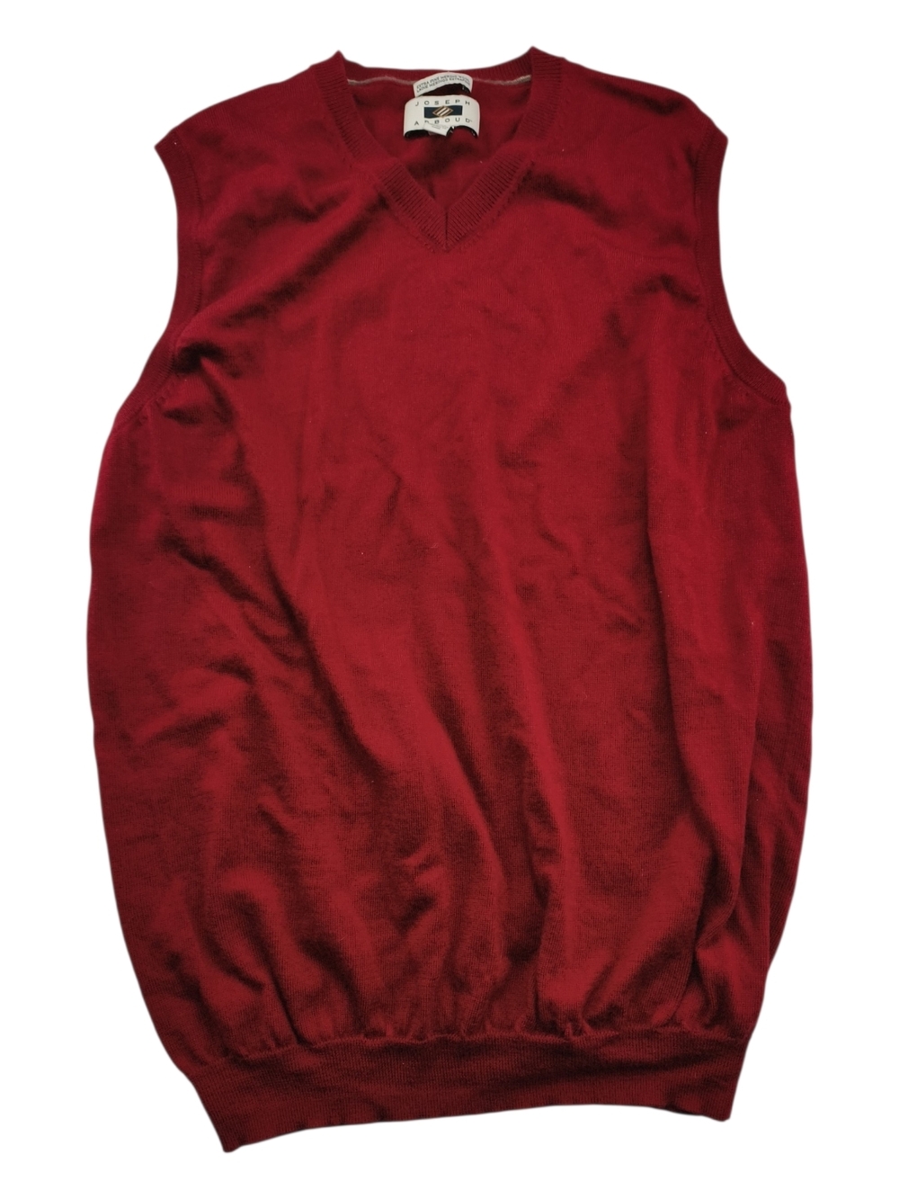Joseph Abboud Men L Extra Fine Merino Wool Sweater Vest Red V Neck Layering